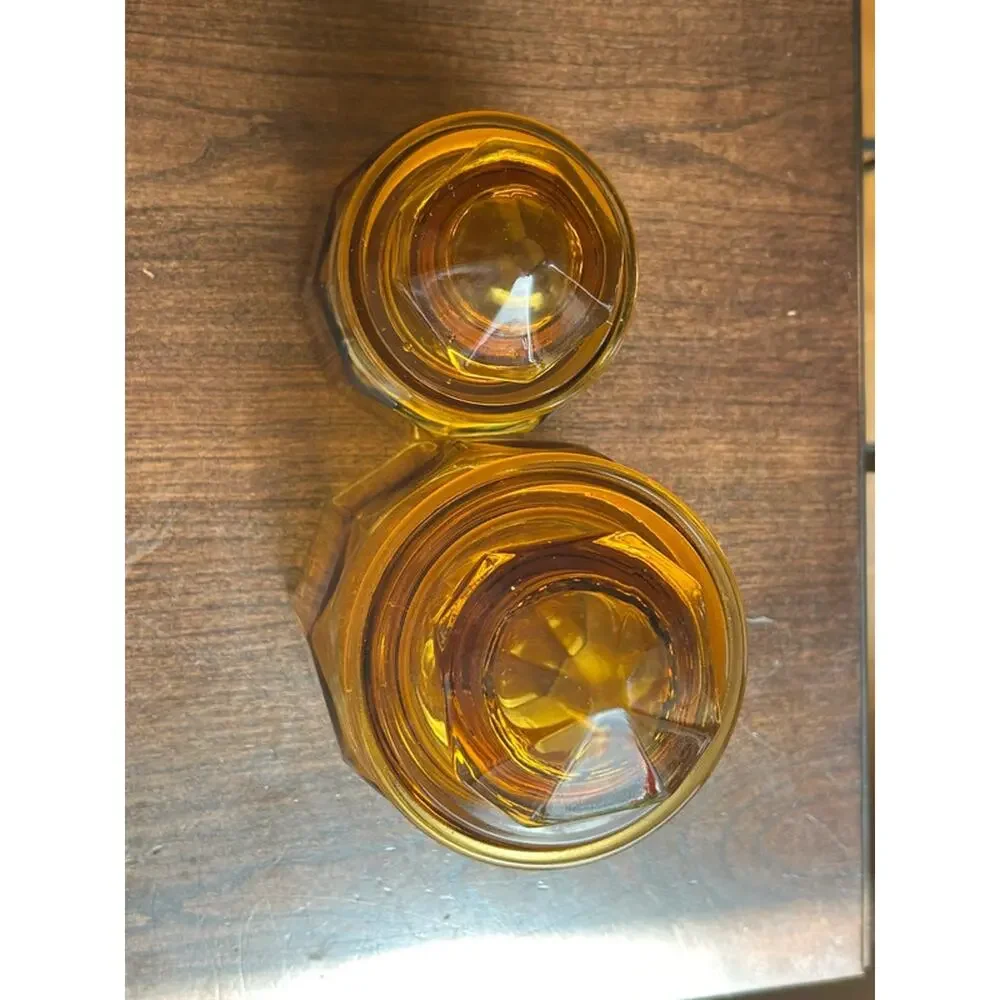 LE Smith Amber glass canisters jars 6 & 8 inch